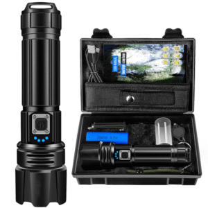 Led Flashlight High 200000 Lumen Rechargeable Super Bright High Power Handheld Flashlights for Emergency Camping Gift Waterproof